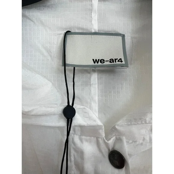 We-ar4 Limonta Riva Parka 1;18 White Women's Sz L Hooded Lightweight Jacket NWT